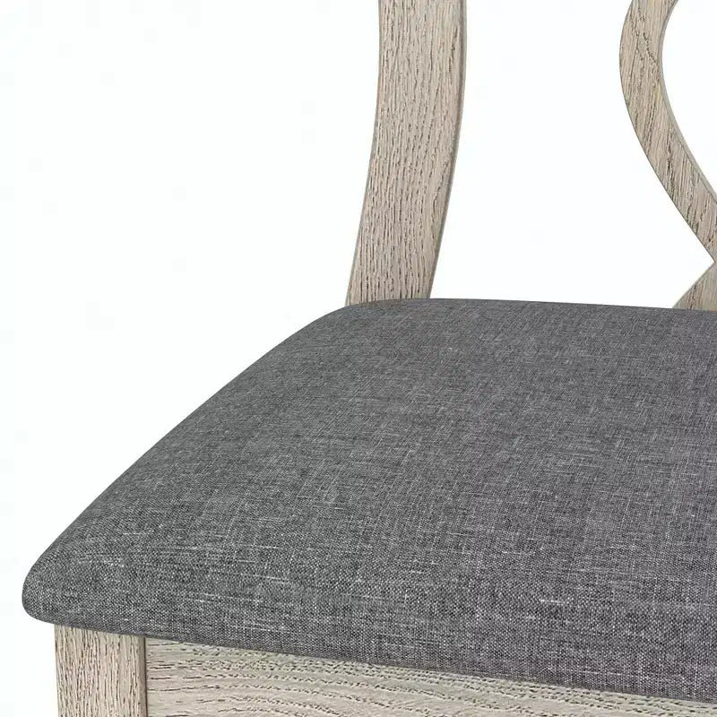 Rustic Wooden Dining Chairs with Padded Seat and Hollowed Backrest