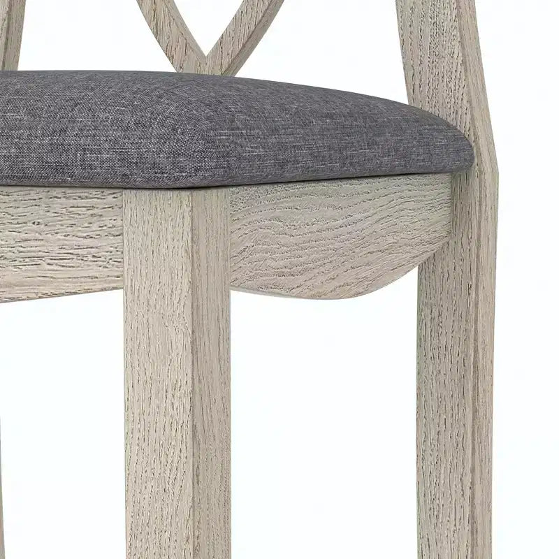 Rustic Wooden Dining Chairs with Padded Seat and Hollowed Backrest