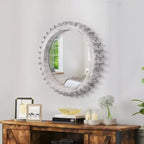 Miroir décoratif mural rond en forme d'engrenage de 43 cm