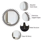 Miroir décoratif mural rond en forme d'engrenage de 43 cm