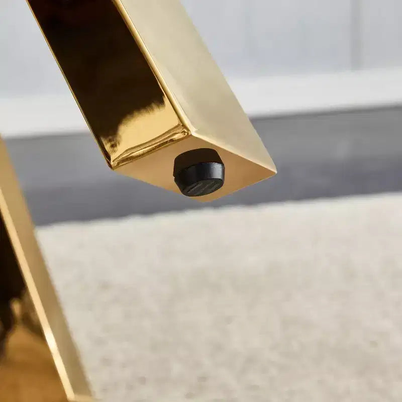 Round Coffee Table with Metal Legs, 42" W - Black/Gold Frame, MDF Top