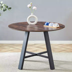 Round Coffee Table with Metal Legs, 42" W - Black/Gold Frame, MDF Top