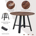 Round Coffee Table with Metal Legs, 42" W - Black/Gold Frame, MDF Top