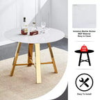 Round Coffee Table with Metal Legs, 42" W - Black/Gold Frame, MDF Top
