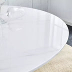Round Coffee Table with Metal Legs, 42" W - Black/Gold Frame, MDF Top
