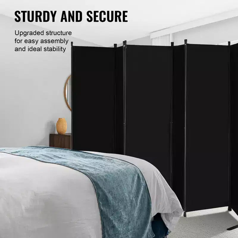 6-Panel Folding Room Divider with Oxford Fabric and Iron Frame