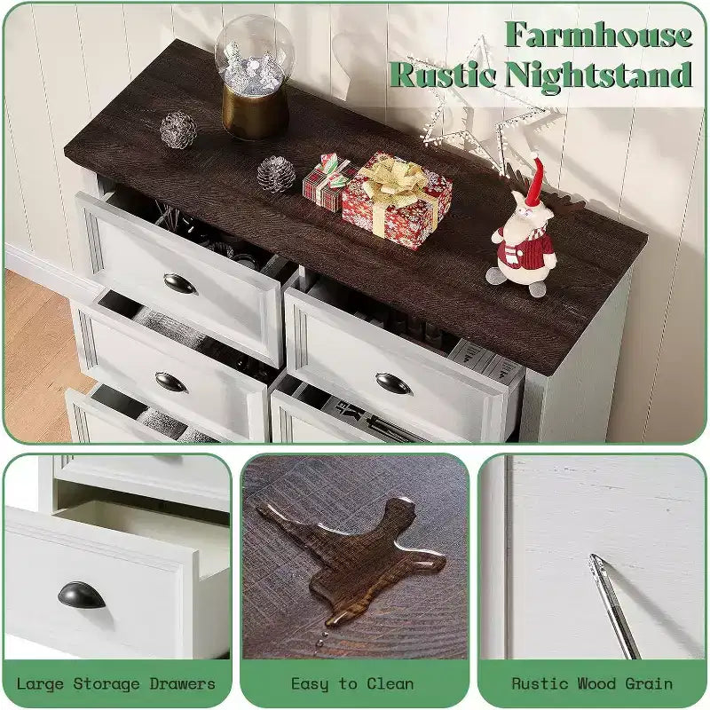 Farmhouse Drawer Dresser with Storage Drawers