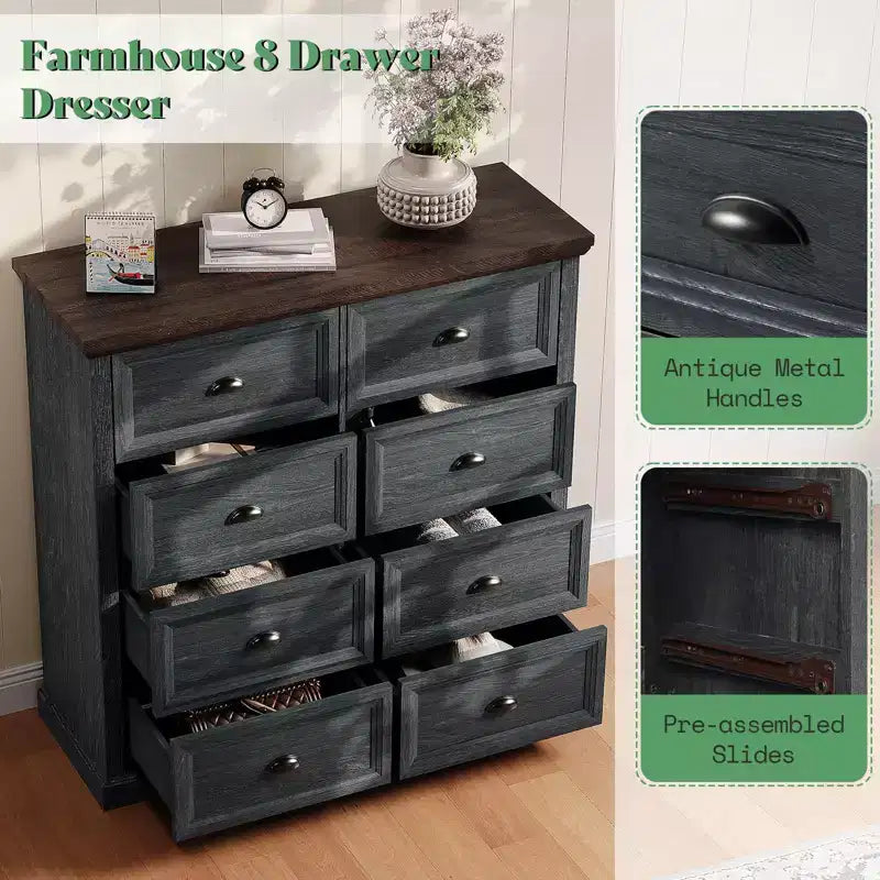 Farmhouse Drawer Dresser with Storage Drawers