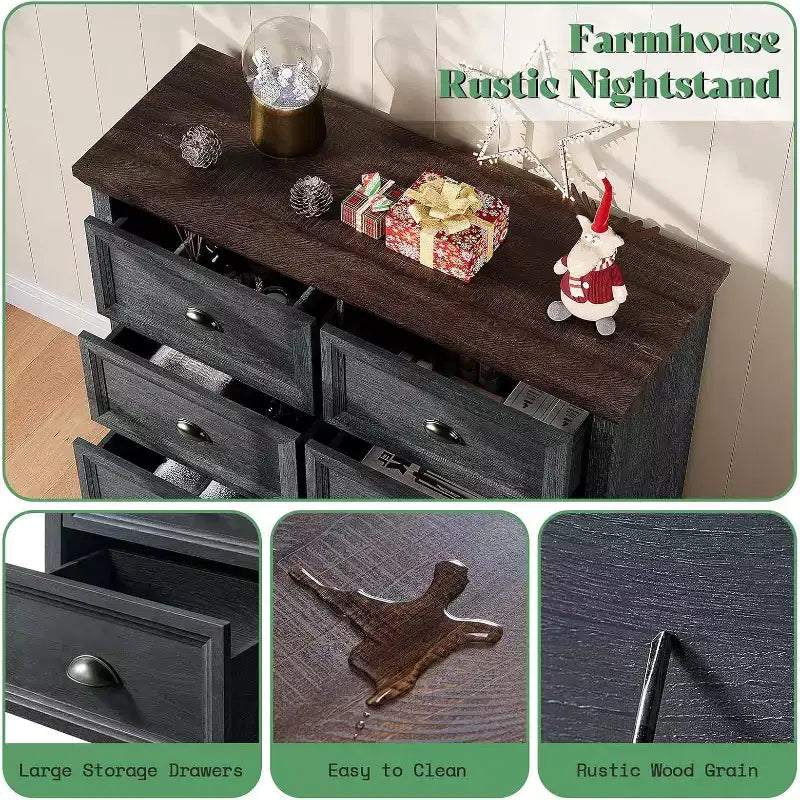 Farmhouse Drawer Dresser with Storage Drawers
