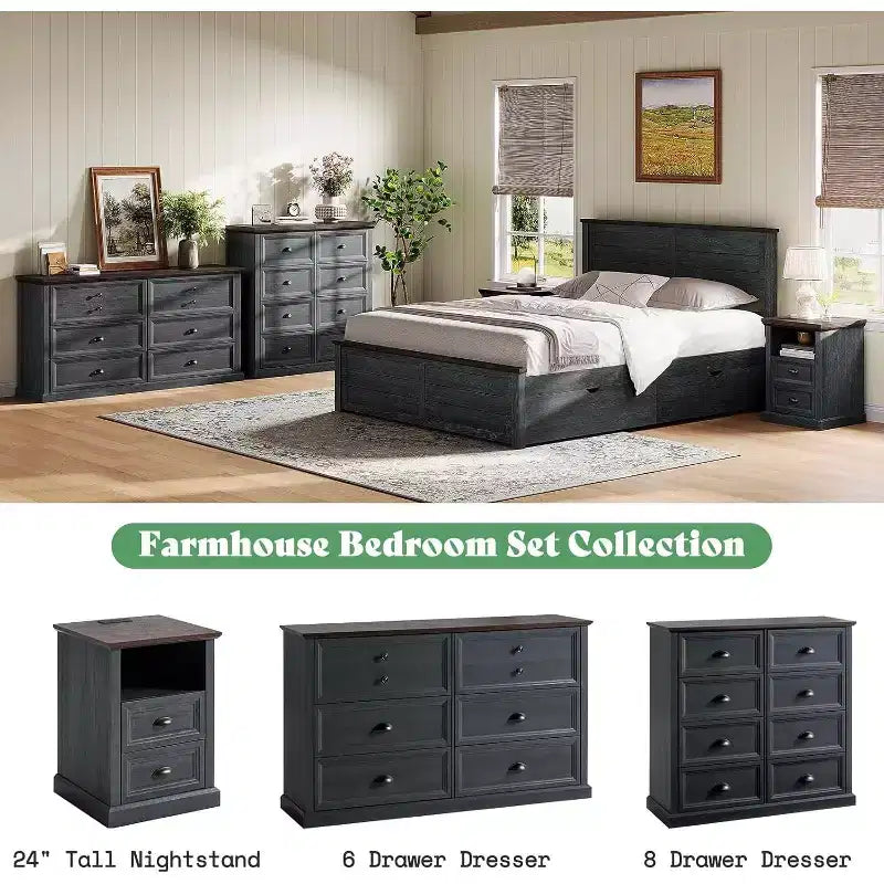 Farmhouse Drawer Dresser with Storage Drawers