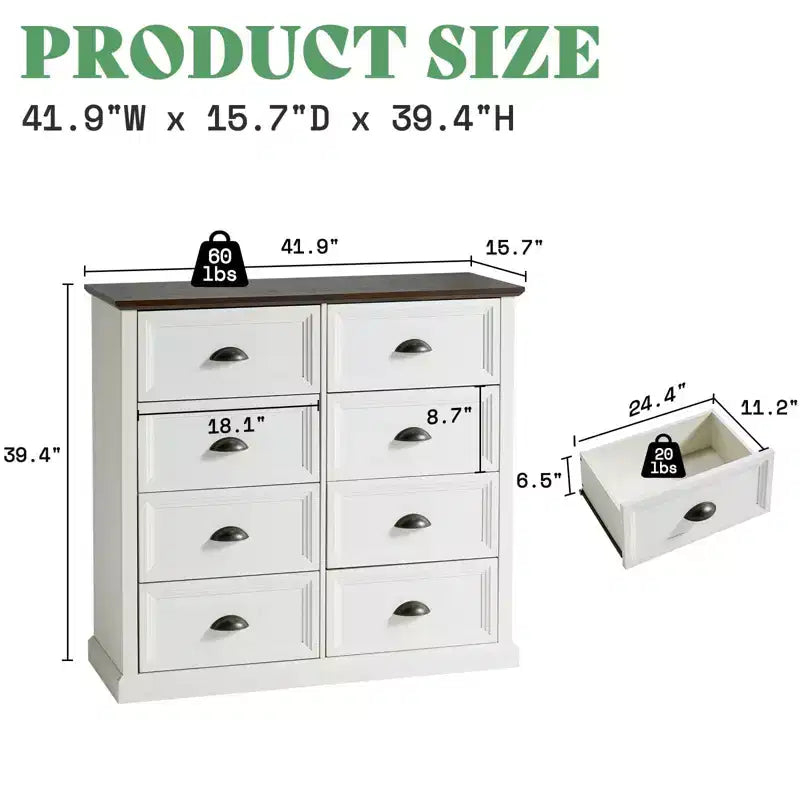 Farmhouse Drawer Dresser with Storage Drawers
