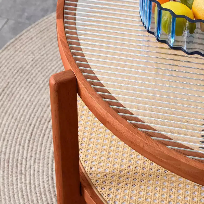 Modern Round Coffee Table with Glass Top