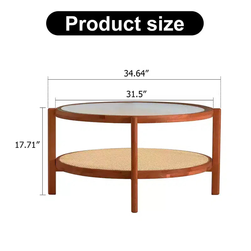 Modern Round Coffee Table with Glass Top