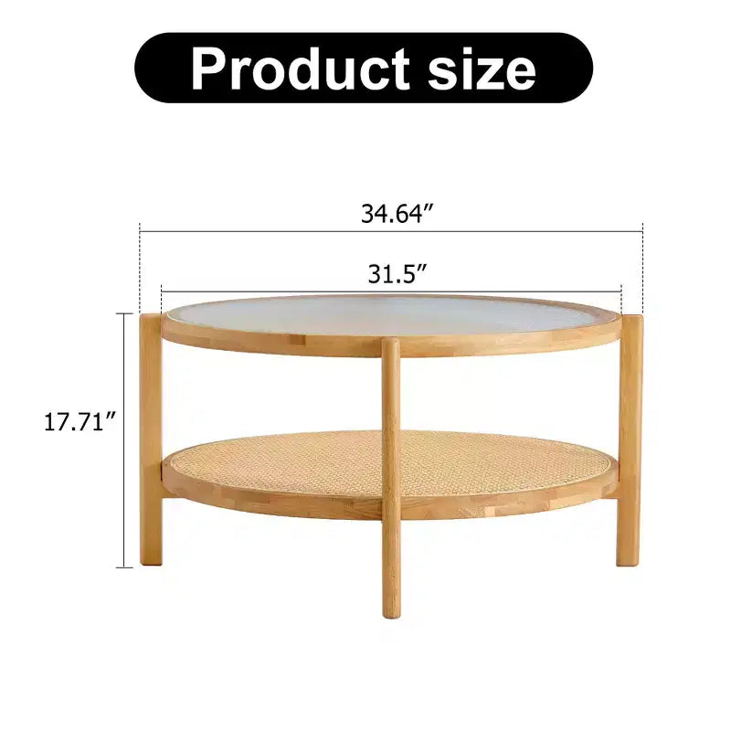 Modern Round Coffee Table with Glass Top
