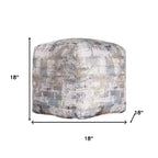 Pouffe/Ottoman abstrait en coton bleu de 45 cm