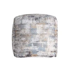 Pouffe/Ottoman abstrait en coton bleu de 45 cm