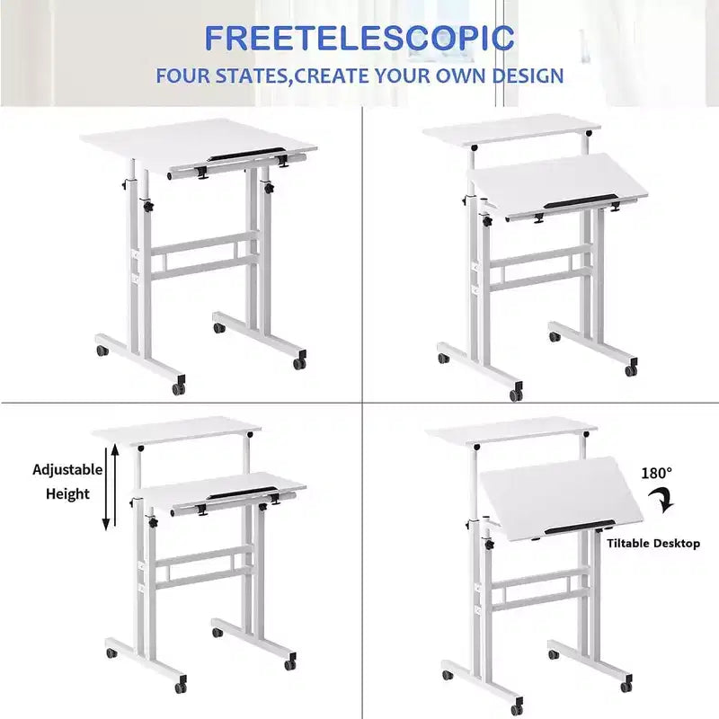 Adjustable Height Mobile Standing Desk with Wheels