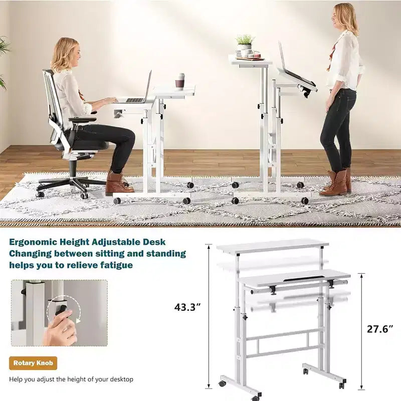 Adjustable Height Mobile Standing Desk with Wheels