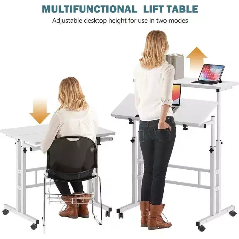 Adjustable Height Mobile Standing Desk with Wheels