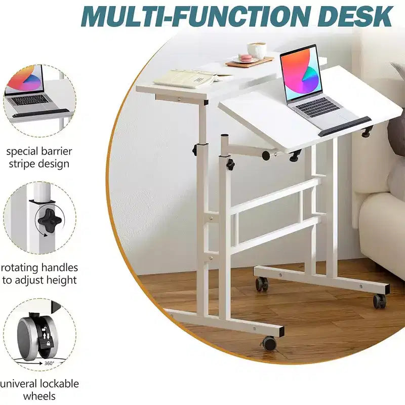 Adjustable Height Mobile Standing Desk with Wheels
