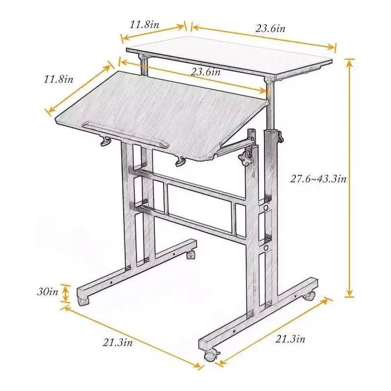 Adjustable Height Mobile Standing Desk with Wheels