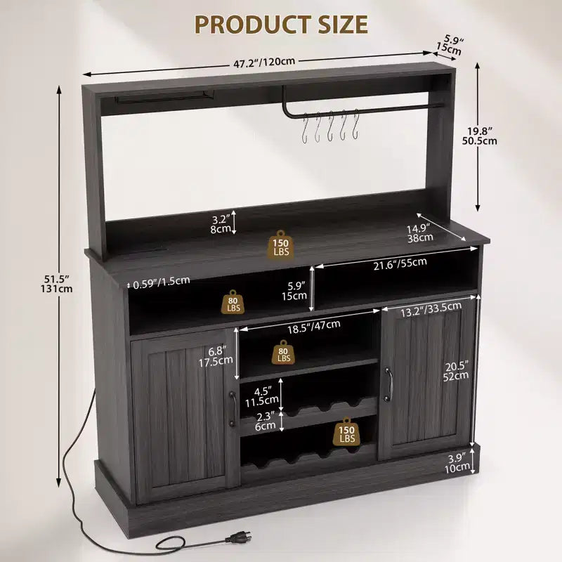 Wine Storage Cabinet with Glassware Rack