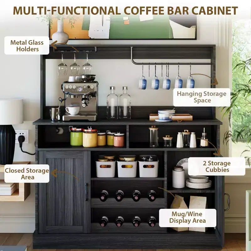 Wine Storage Cabinet with Glassware Rack