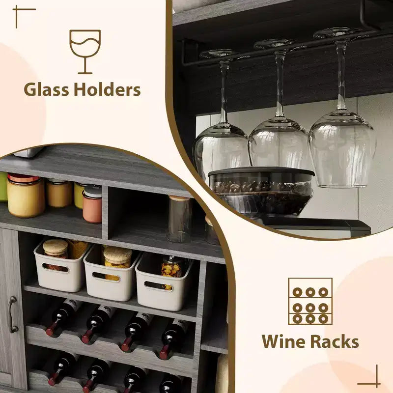 Wine Storage Cabinet with Glassware Rack