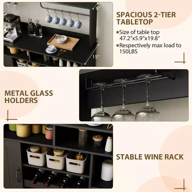 Wine Storage Cabinet with Glassware Rack