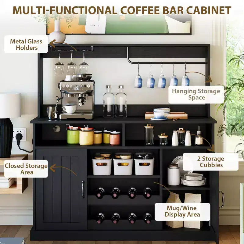 Wine Storage Cabinet with Glassware Rack
