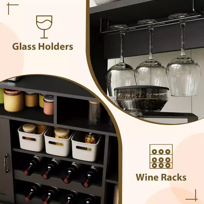 Wine Storage Cabinet with Glassware Rack