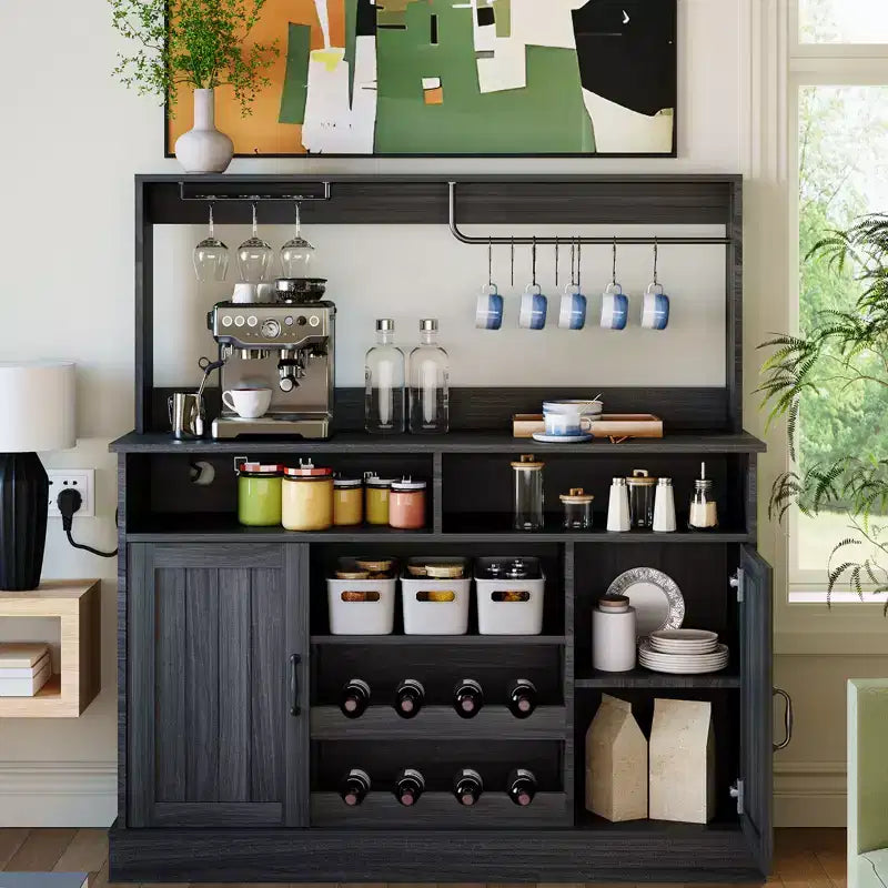 Wine Storage Cabinet with Glassware Rack