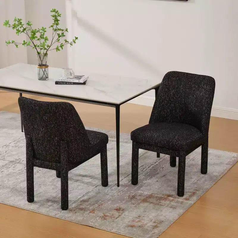 Set of 2 Upholstered Dining Chairs with High Curved Backrest, Armless Side Chairs for Dining Room or Kitchen