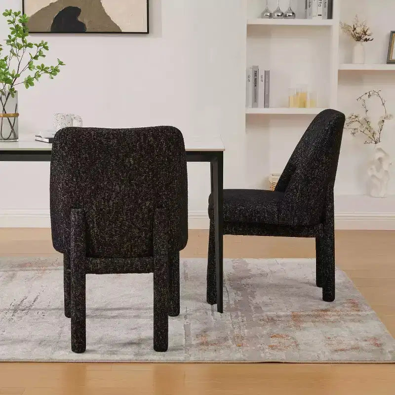 Set of 2 Upholstered Dining Chairs with High Curved Backrest, Armless Side Chairs for Dining Room or Kitchen