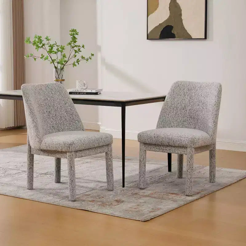 Set of 2 Upholstered Dining Chairs with High Curved Backrest, Armless Side Chairs for Dining Room or Kitchen