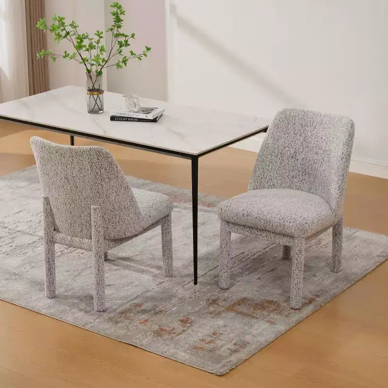 Set of 2 Upholstered Dining Chairs with High Curved Backrest, Armless Side Chairs for Dining Room or Kitchen
