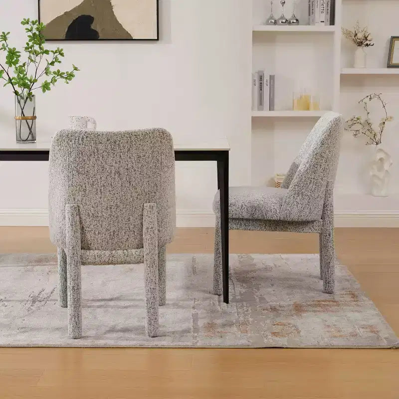 Set of 2 Upholstered Dining Chairs with High Curved Backrest, Armless Side Chairs for Dining Room or Kitchen