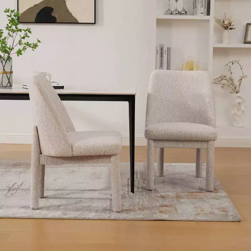 Set of 2 Upholstered Dining Chairs with High Curved Backrest, Armless Side Chairs for Dining Room or Kitchen