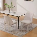 Lot de 2 chaises de salle à manger rembourrées avec dossier haut incurvé, chaises d'appoint sans accoudoirs pour salle à manger ou cuisine