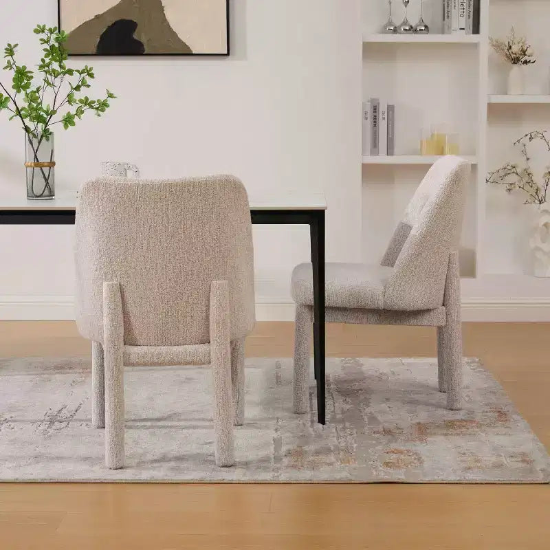Set of 2 Upholstered Dining Chairs with High Curved Backrest, Armless Side Chairs for Dining Room or Kitchen