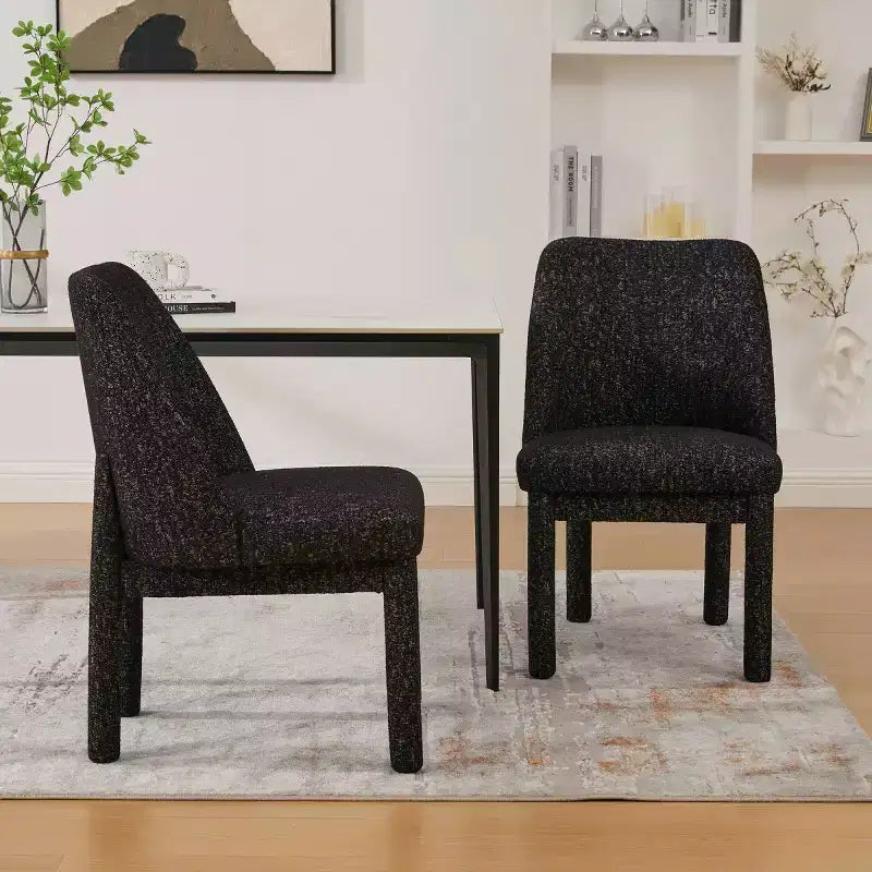 Set of 2 Upholstered Dining Chairs with High Curved Backrest, Armless Side Chairs for Dining Room or Kitchen