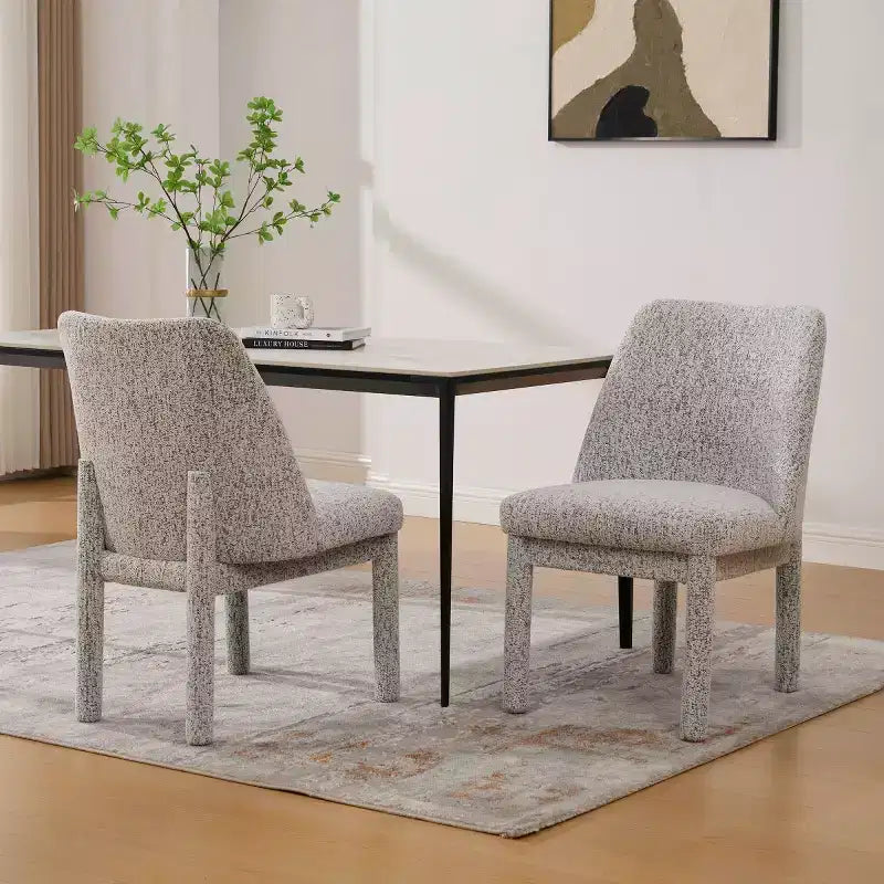 Set of 2 Upholstered Dining Chairs with High Curved Backrest, Armless Side Chairs for Dining Room or Kitchen