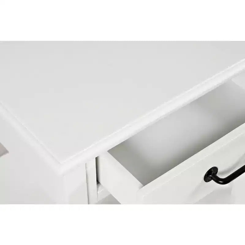 Acacia Wood End Table with Drawer and Storage Shelf