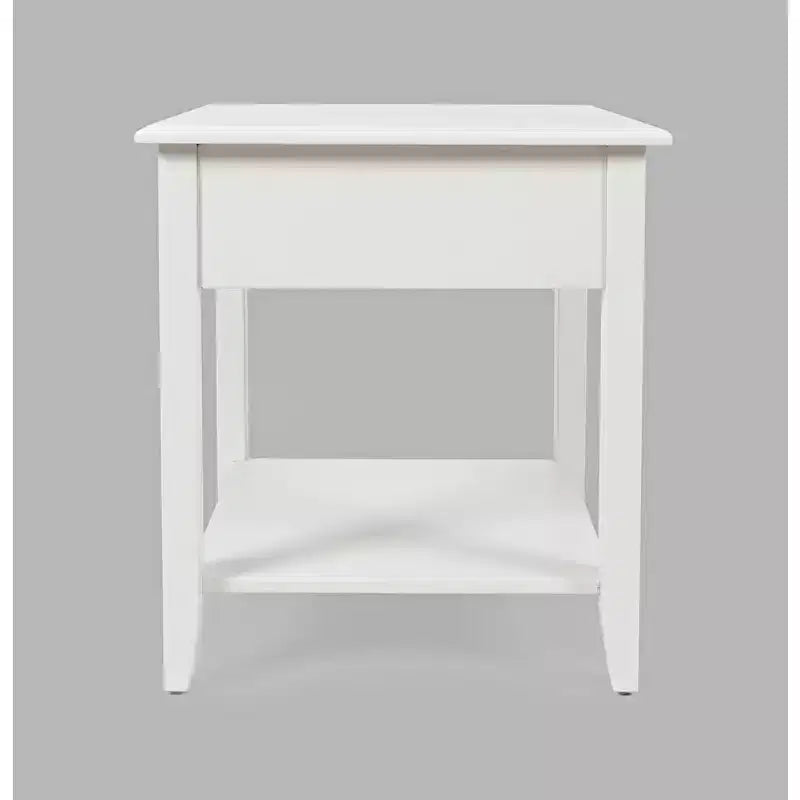 Acacia Wood End Table with Drawer and Storage Shelf