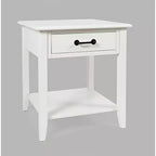 Table d'appoint en bois d'acacia avec tiroir et étagère de rangement