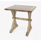 Rustic Solid Pine End Table with Trestle Base