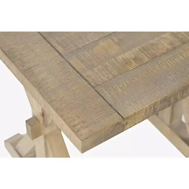 Rustic Solid Pine End Table with Trestle Base