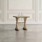 Rustic Solid Pine End Table with Trestle Base