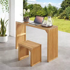 Ensemble table et banc de salle à manger en pin avec plateau en verre trempé