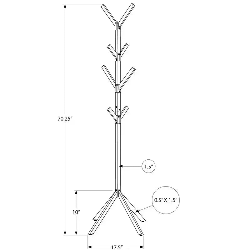 Freestanding Coat Rack with 8 Hooks – Metal Hall Tree for Entryway, Living Room or Bedroom, Black